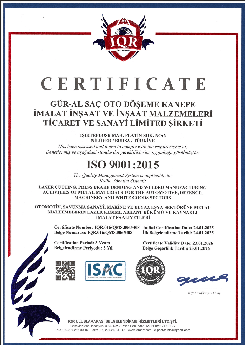 ISO 9001 Kalite Yönetim Sistemi